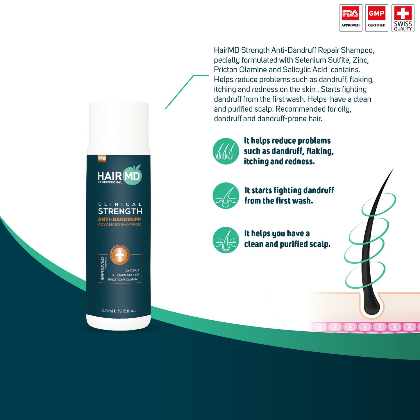 HairMD Clinical Strength Anti Dandruff Advanced Shampoo