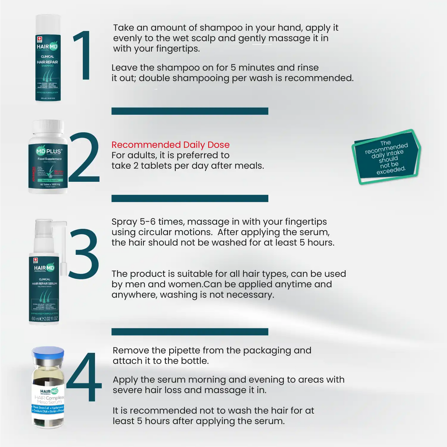 HairMD Clinical Haarherstel Exclusieve Set (3 maanden gebruik) Nieuw